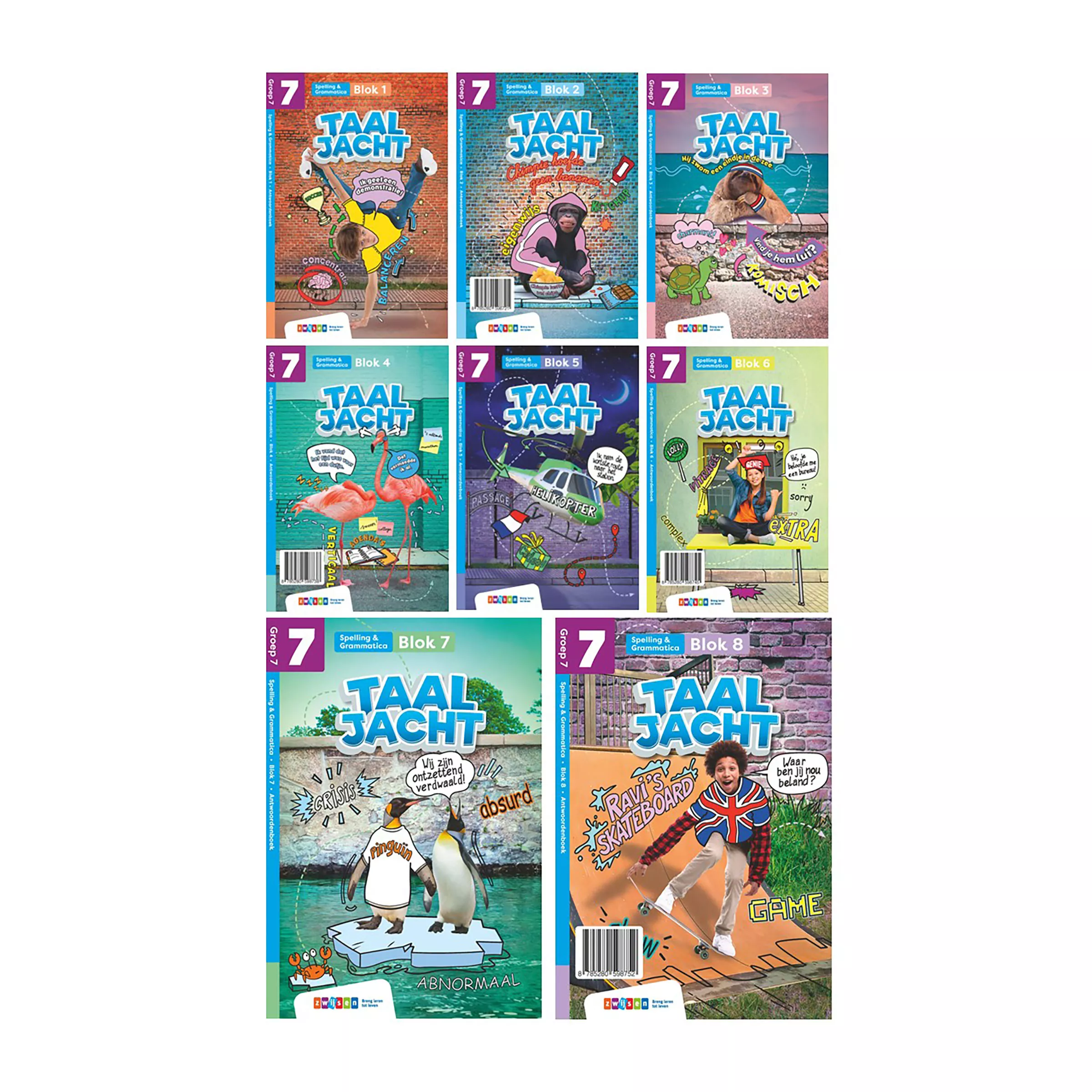 Taaljacht | Spelling en Grammatica | Groep 7 | Antwoordenboek blok 1-8