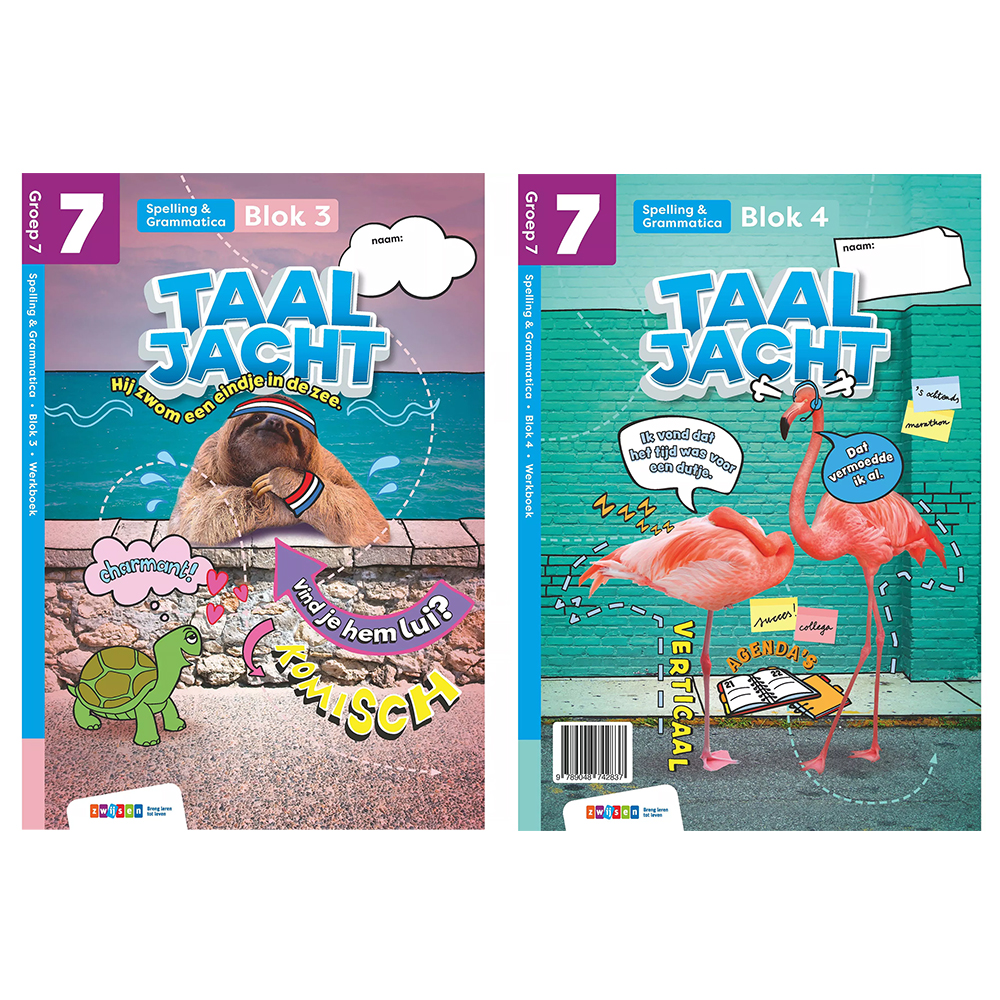 Taaljacht | Spelling en Grammatica | Groep 7 | Werkboek blok 3-4