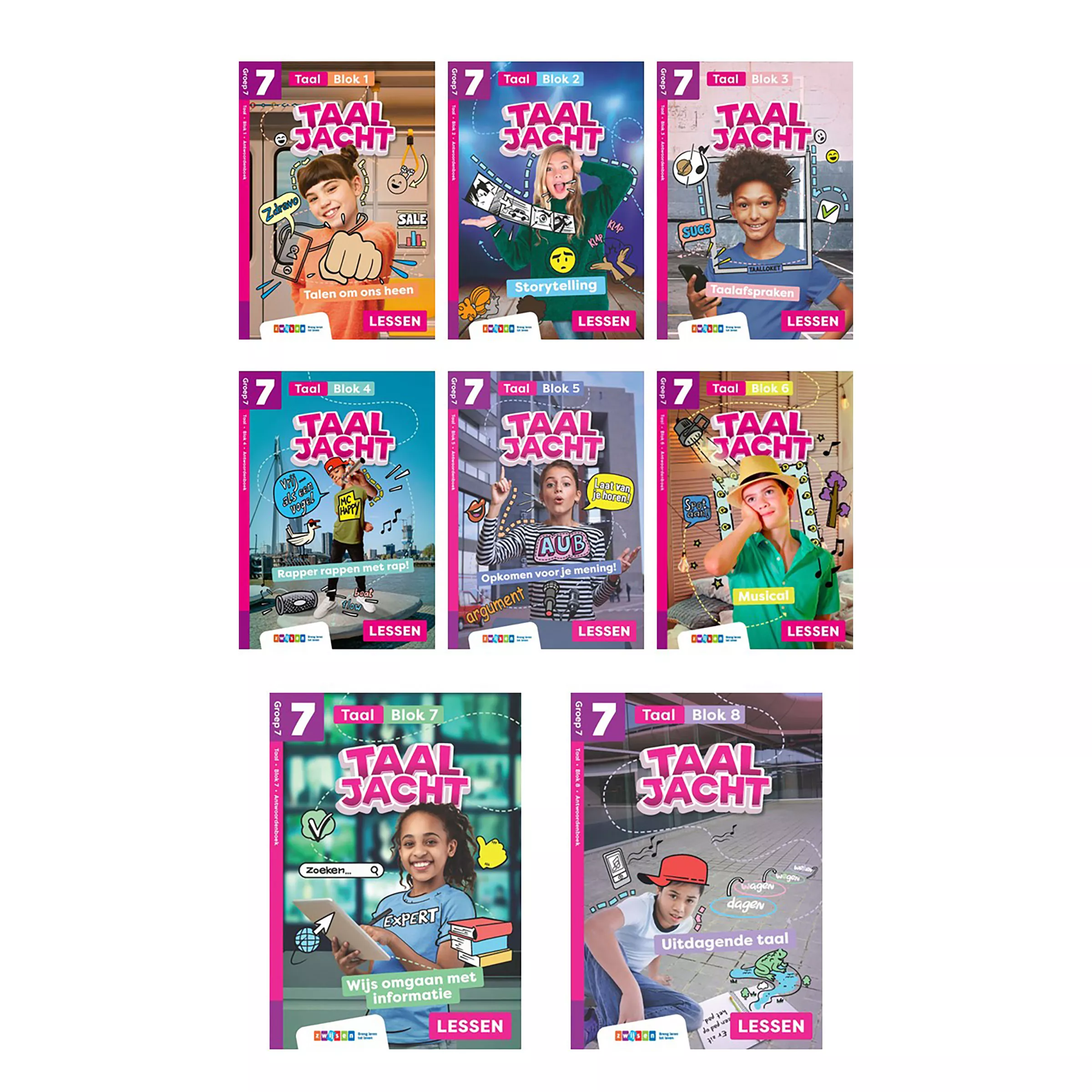 Taaljacht | Taal | Groep 7 | Antwoordenboek blok 1-8