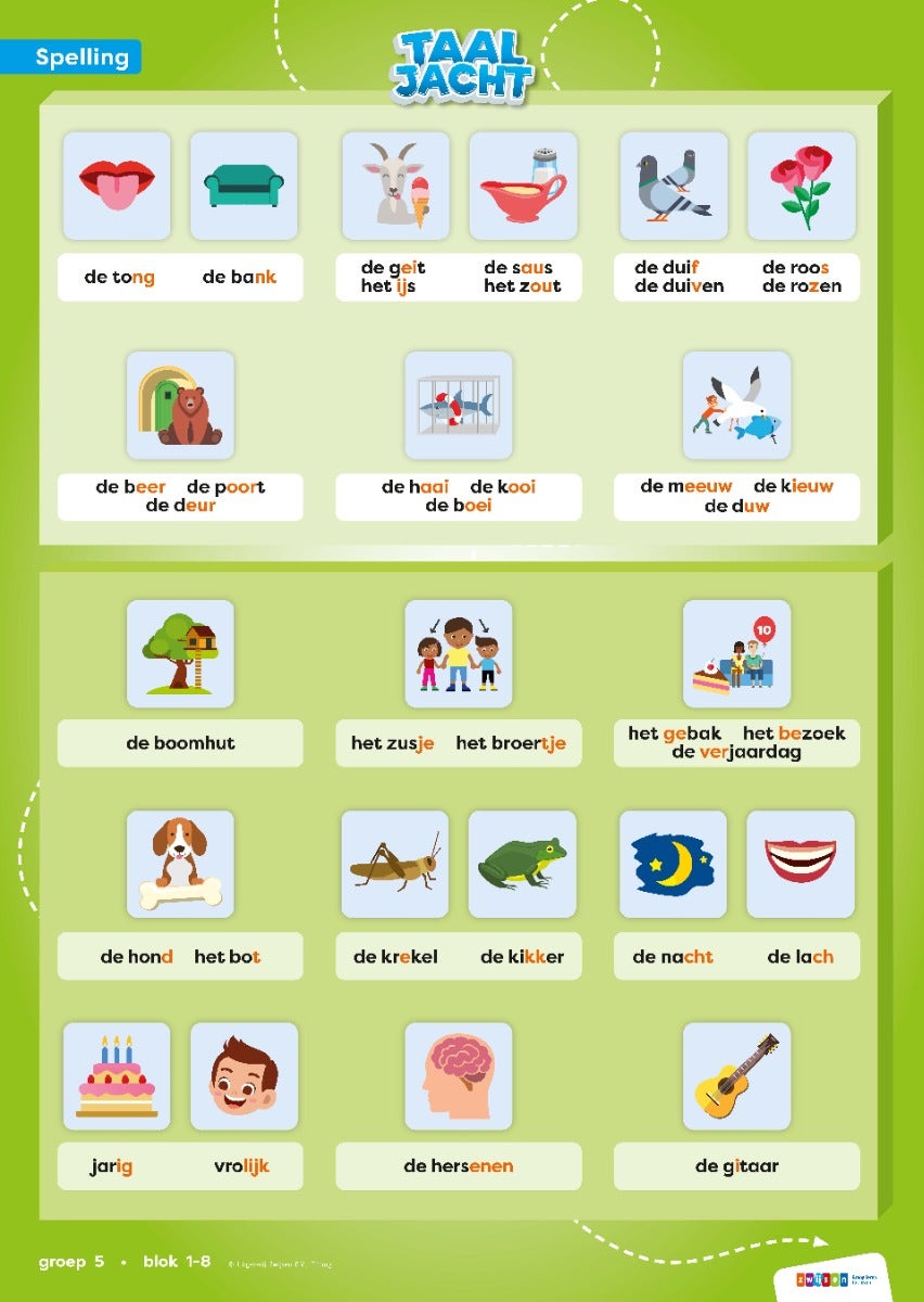 Taaljacht - Groep 5 - Spelling en Grammatica - Categorieposter