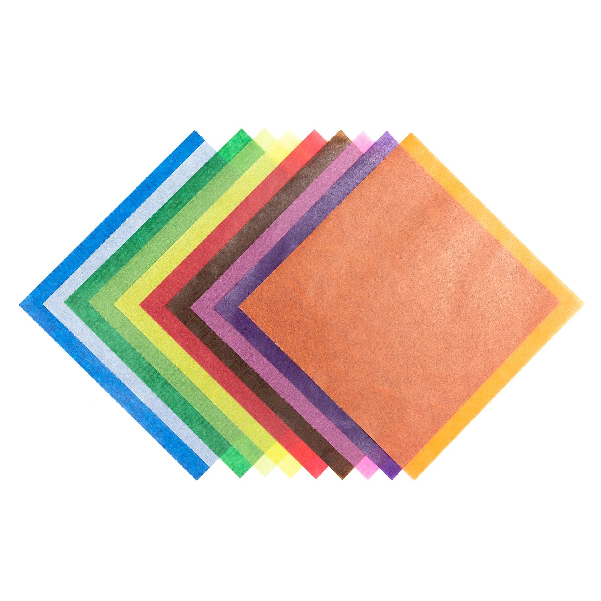 Transparant vouwpapier | 10 kleuren | 500 vellen | 15 x 15 cm