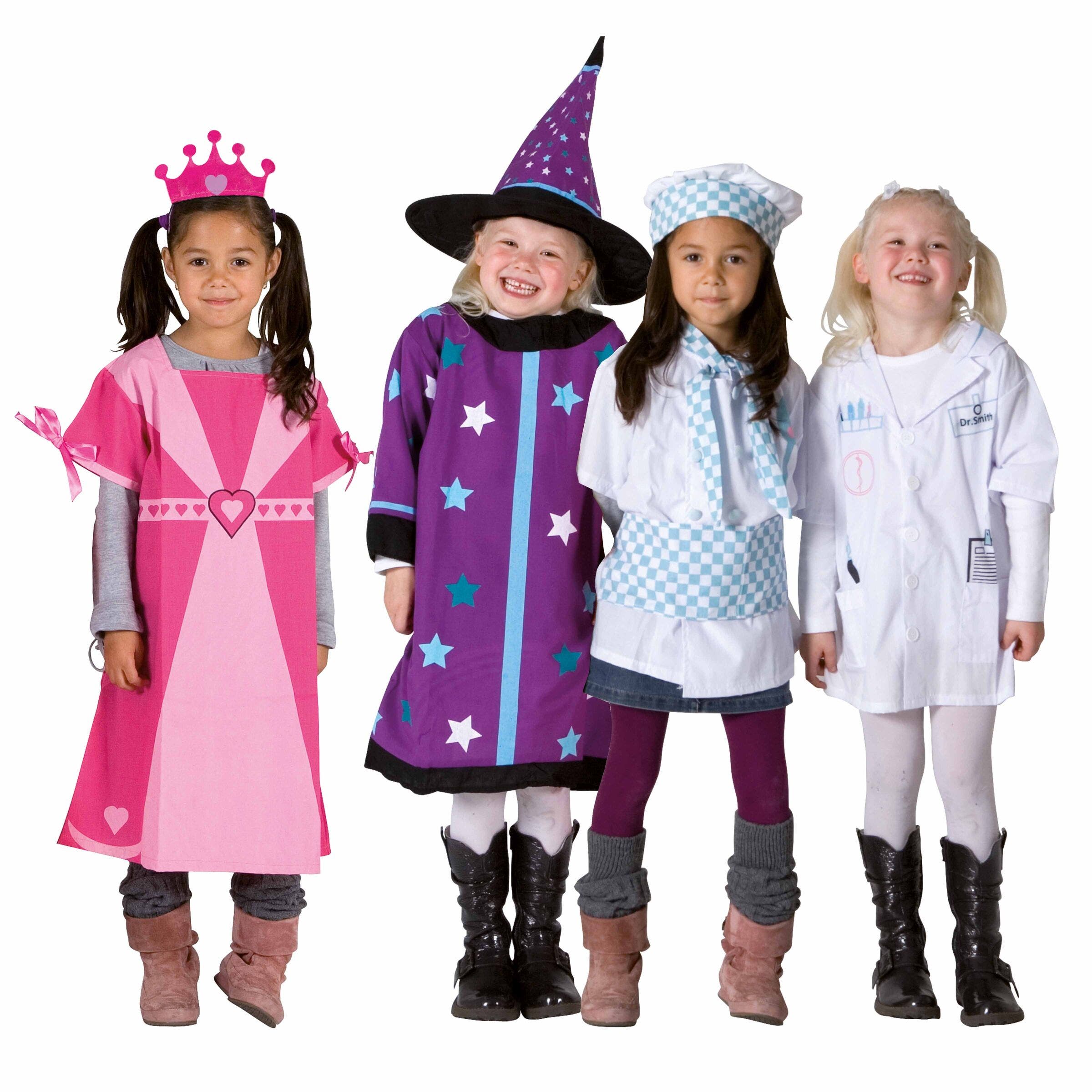Verkleedkleding |  Set van 4 | Chef-kok, Dokter, Prinses, Tovenaar