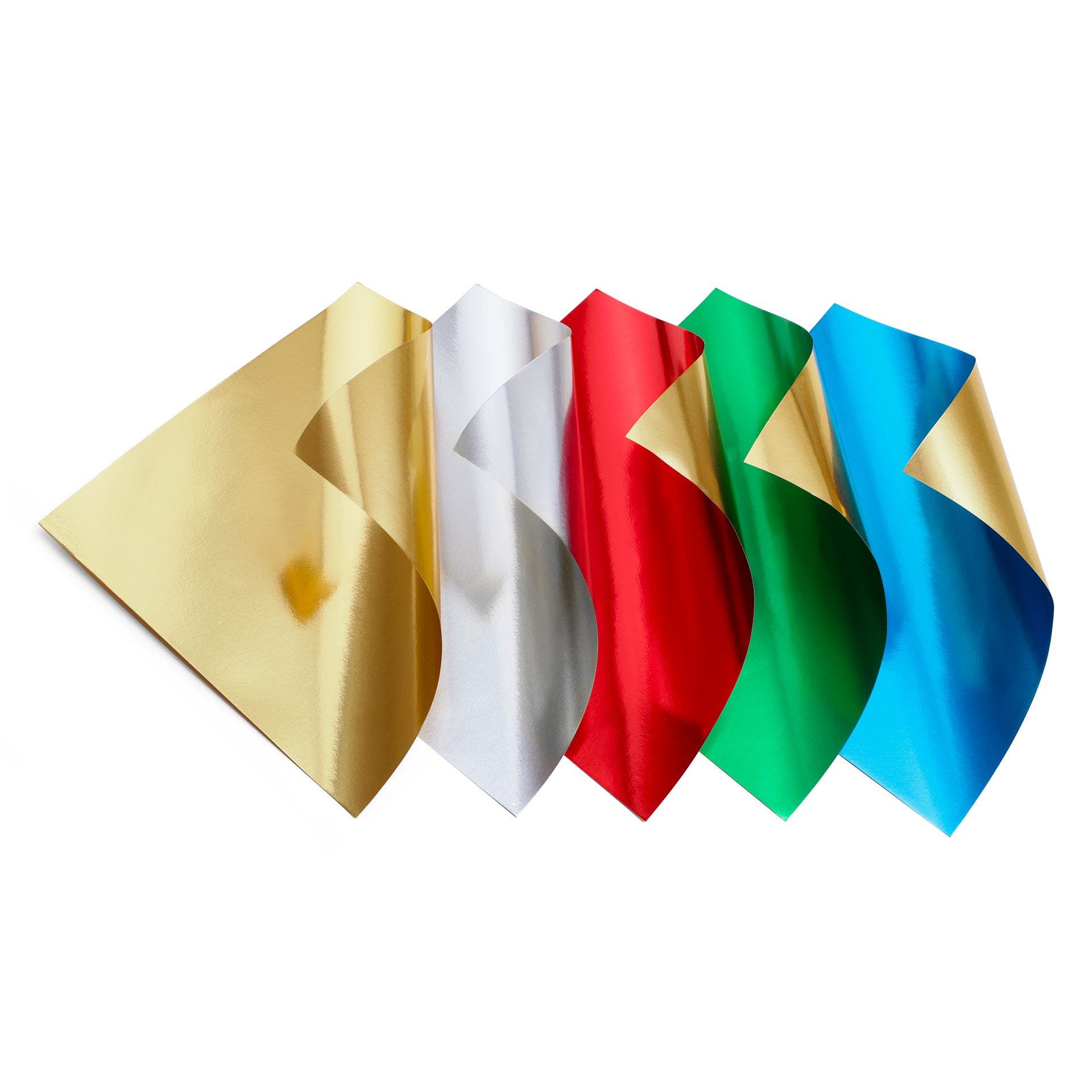 Glanzend vouwpapier metallic | 5 kleuren | 50 vellen | 15 x 15 cm
