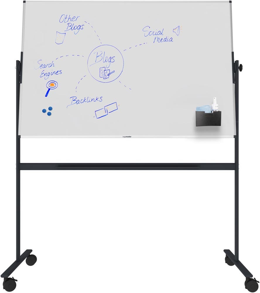 Whiteboard | Kantelbaar | Met wielen (100 x 200 cm)