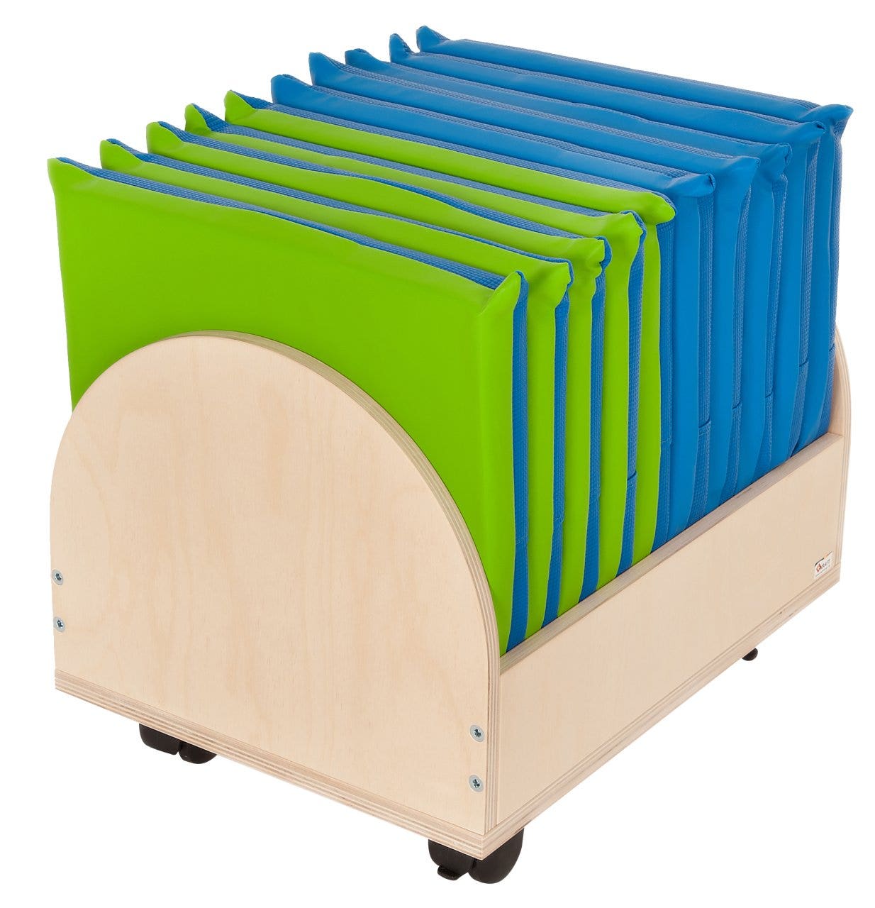 10 zitkussens blauw-groen | 30 x 30 cm | Met opbergtrolley