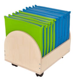 10 zitkussens blauw-groen | 30 x 30 cm | Met opbergtrolley